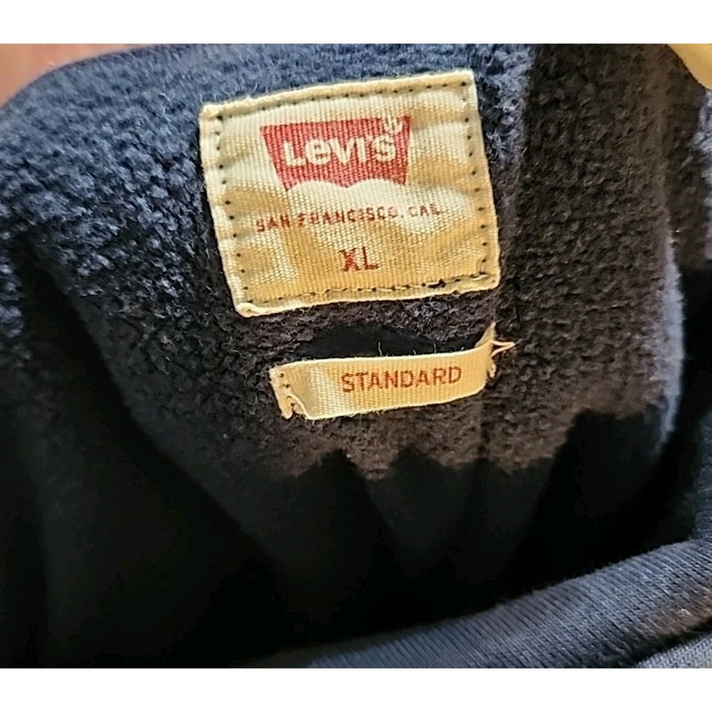 Levi's Levi Strauss & Co Men's Hoodie Sweatshirt Serif Logo Blue XL Graphic - Picture 4 of 4